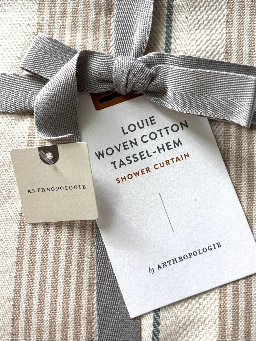 NEW Anthropologie Louie Shower Curtain Cotton Linen Tassel Hem 72” NWT Cream